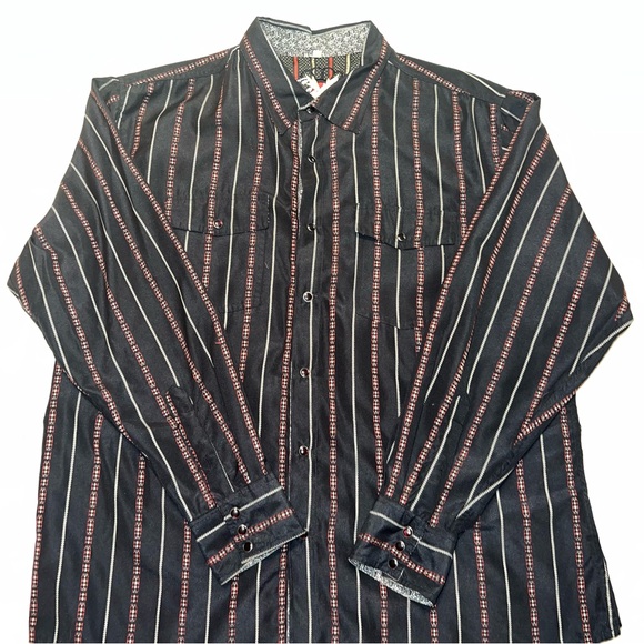Scully Men's Western Button-Up Shirt - Black Striped, XL,‎ 100% Polyester - Picture 1 of 8